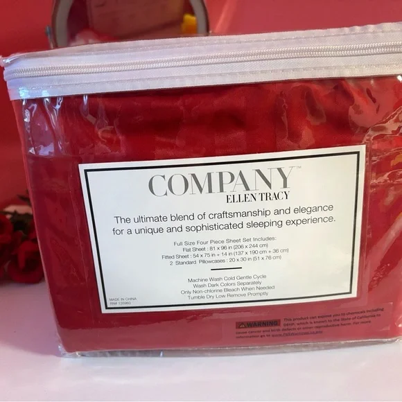 Ellen Tracy Crimson Sheet Set - Picture 2 of 6